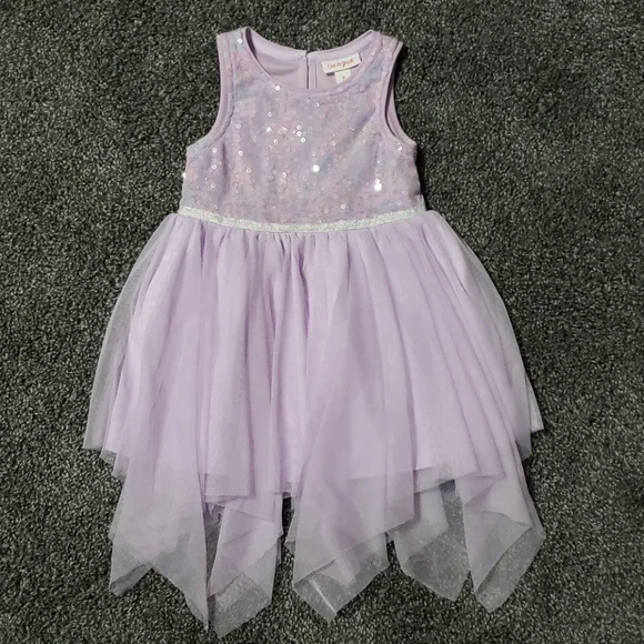 cat and jack pink sequin dress Cat & Jack Girls Belle Flutter Sleeve Sequin Dress